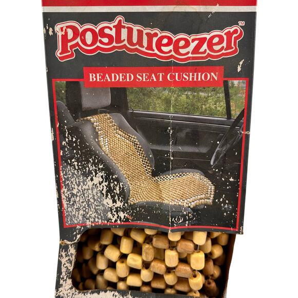Vintage Orig postureezer Wooden Beaded Massage Chair Car Seat Cover Nwt - Picture 3 of 7